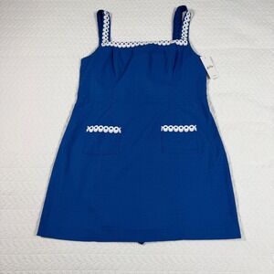 Lilly Pulitzer Skirted Romper Women 16 Blue Preppy Eyelet Isleen NWT
